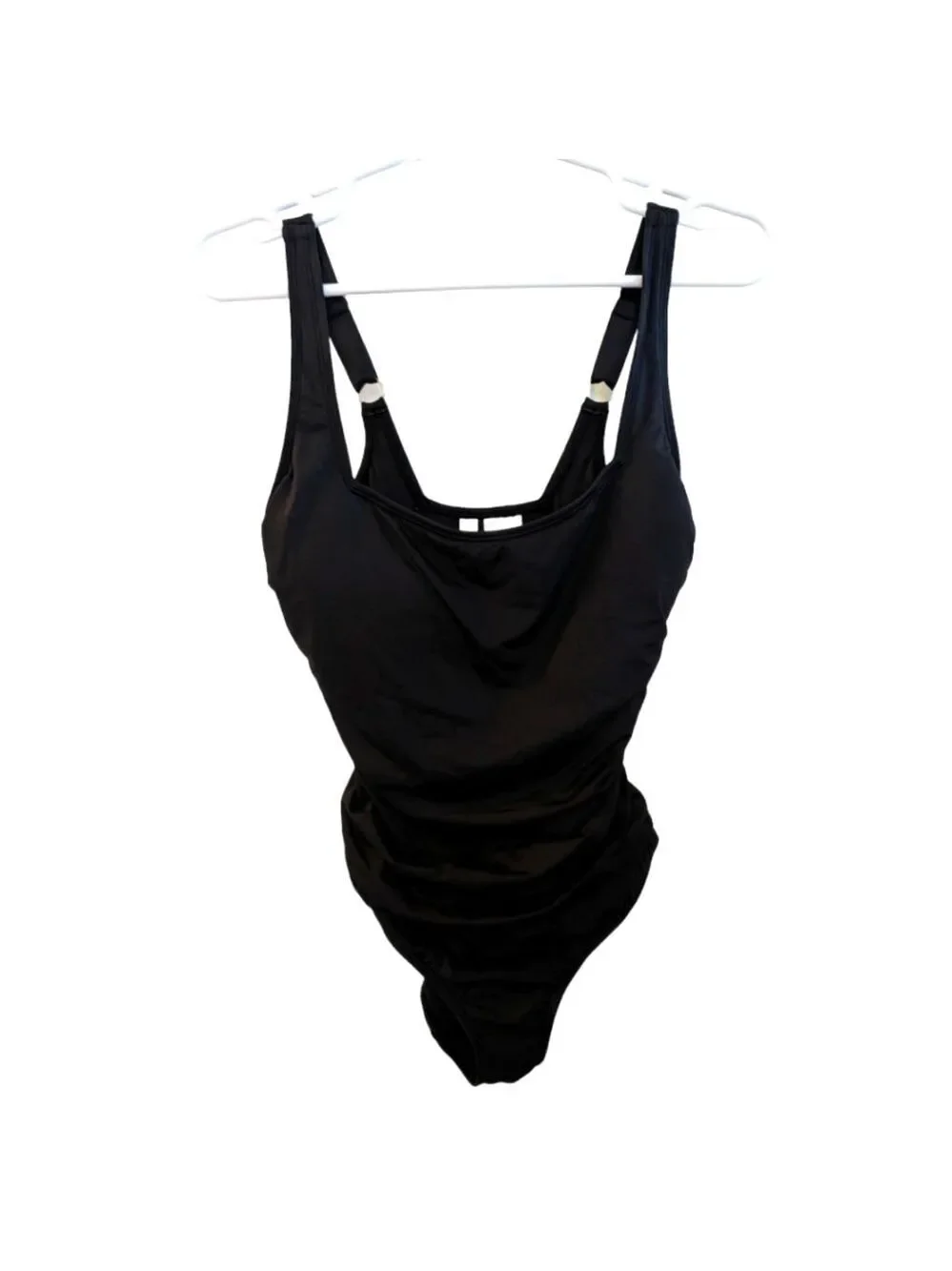 Anne Cole Black Ruched Front One Piece Swimsuit Size 8 EUC